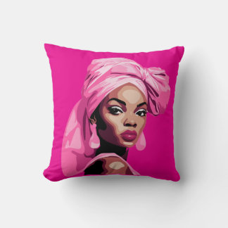 Kühne Schönheit in rosa afrozentrischer Kunst Kissen