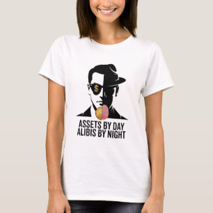 Kühne Schwarz-weiße Silhouette Wahrer Kriminalbuch T-Shirt