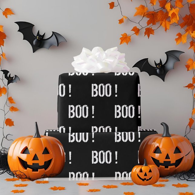 Kühne schwarze "BOO"! Halloween Geschenkpapier (Von Creator hochgeladen)