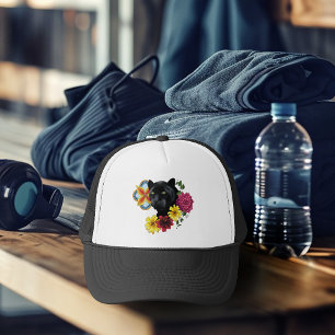Kühne schwarze botanische Floral-Panther-Illustrat Truckerkappe