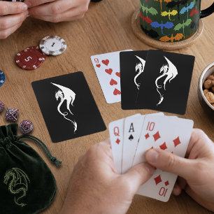 Kühne schwarze weiße Stammes-Drache-Illustrationsd Spielkarten