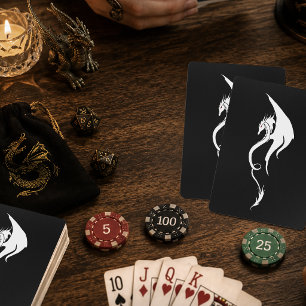 Kühne schwarze weiße Stammes-Drache-Illustrationsd Spielkarten