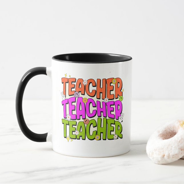 kühne Tasse des bunten Lehrers (Mit Donut)