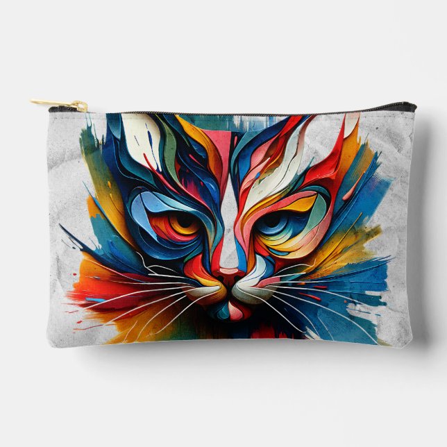 Kühne und farbenfrohe Feline - Zipper Pouch Zubehörtasche (Vorderseite)