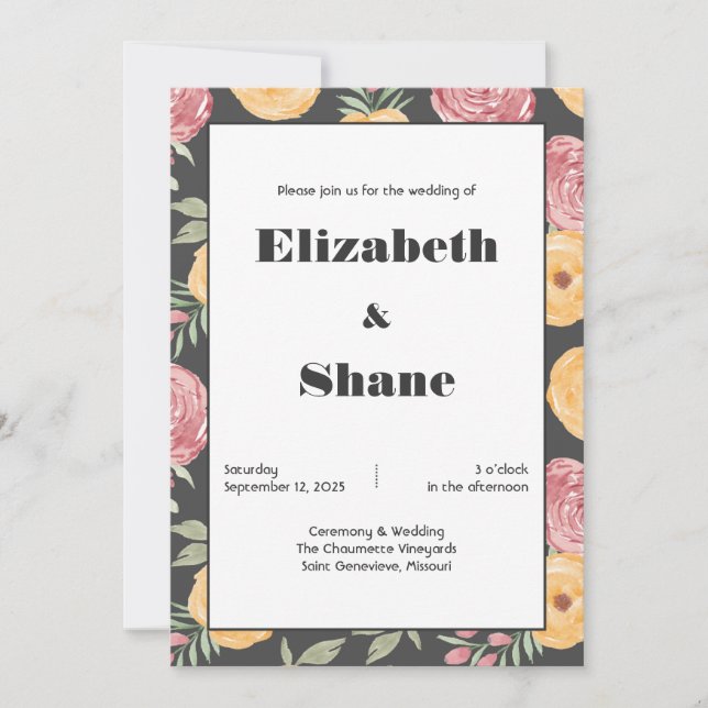 kühne und helle Rose zum Hochzeitsempfang Einladung (Vorderseite)