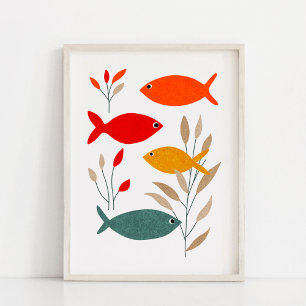 Kühne und moderne Fisch-Collage-Kunst Poster