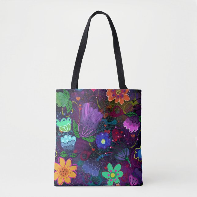 Kühne und schöne Boho Bright Floral Art Tasche (Vorderseite)
