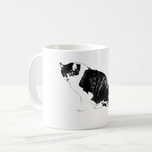 Kühne Vektor-Katze bringt Fokus in jeden Schluck Kaffeetasse