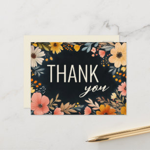Kühne Wasserfarbe Florals Custom DANKE Postkarte