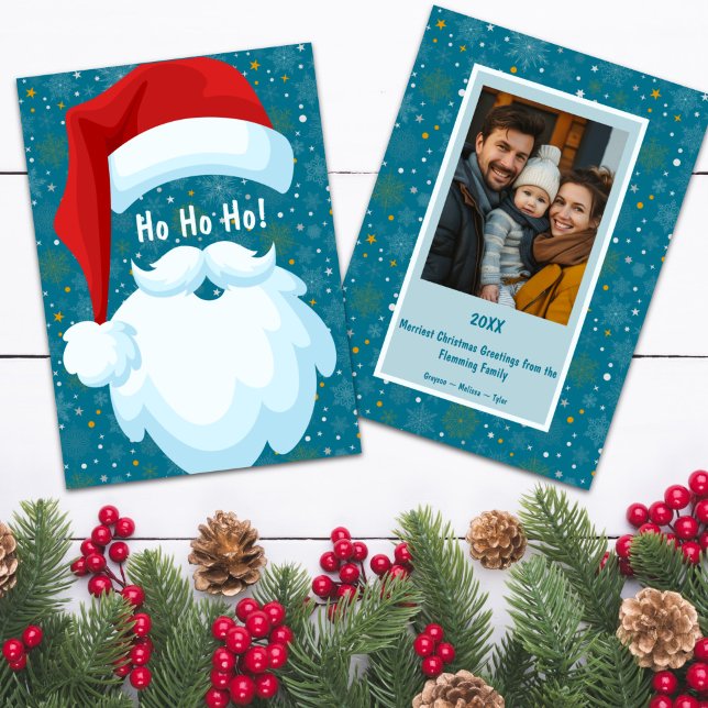 Kühne Weihnachtsfeiertage nach Maß Feiertagskarte (Bold Santa Customizable Family Photo Christmas Card)