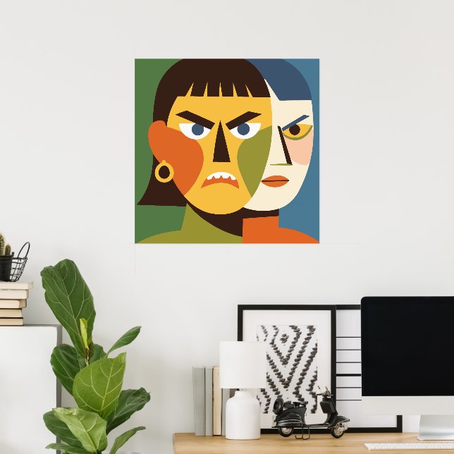 Kühne wütende Split-Face-Frau Poster (Heimbüro)
