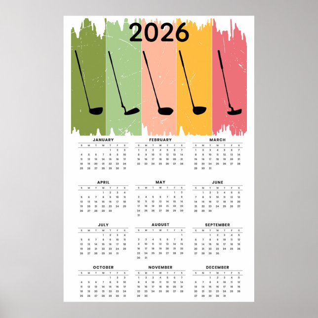 Kühner 2026 Golf-Kalender  Poster (Vorne)