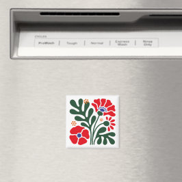 Kühner abstrakter Blumermagnet mit Mohnmotiv Magnet