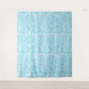 Kühner Blau-Weiß-Zebradruck Wandteppich