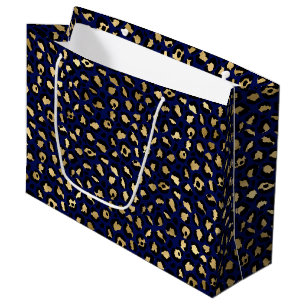 Kühner blauer Leopardenprint   Glamouröses Tiermus Große Geschenktüte
