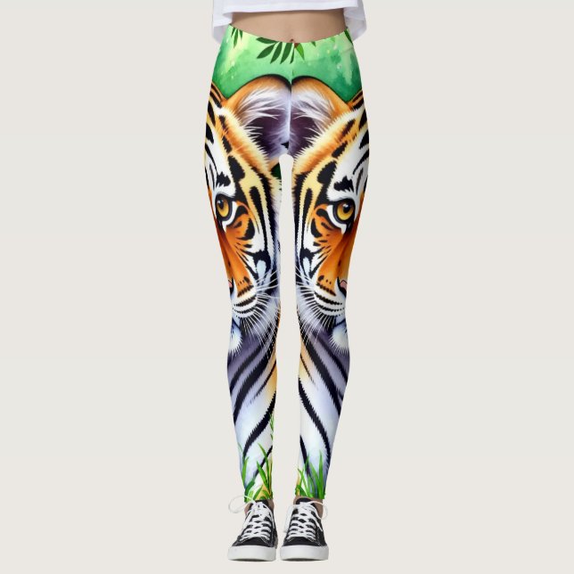 Kühner Botanischer Tigerjunge Leggings (Vorderseite)