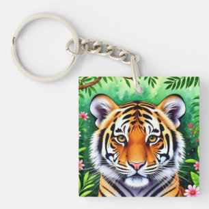 Kühner Botanischer Tigerjunge Schlüsselanhänger