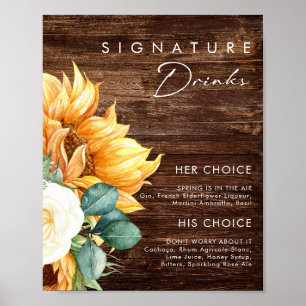 Kühner Land Sonnenblume   Holz-Signatur-Drinks Poster
