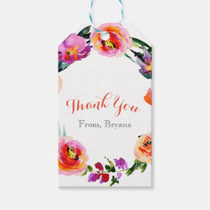 Kühner Leuchtender Floraler Kranz Wasserfarbe Brau Geschenkanhänger