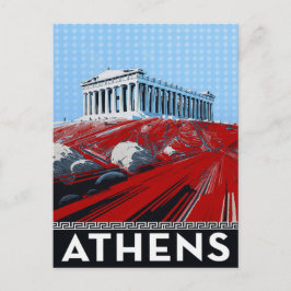 Kühner Parthenon Athen Griechenland im Pop-Art-Sti Postkarte