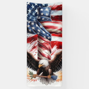 Kühner Patriotischer Adler und Amerikanische Flagg Banner