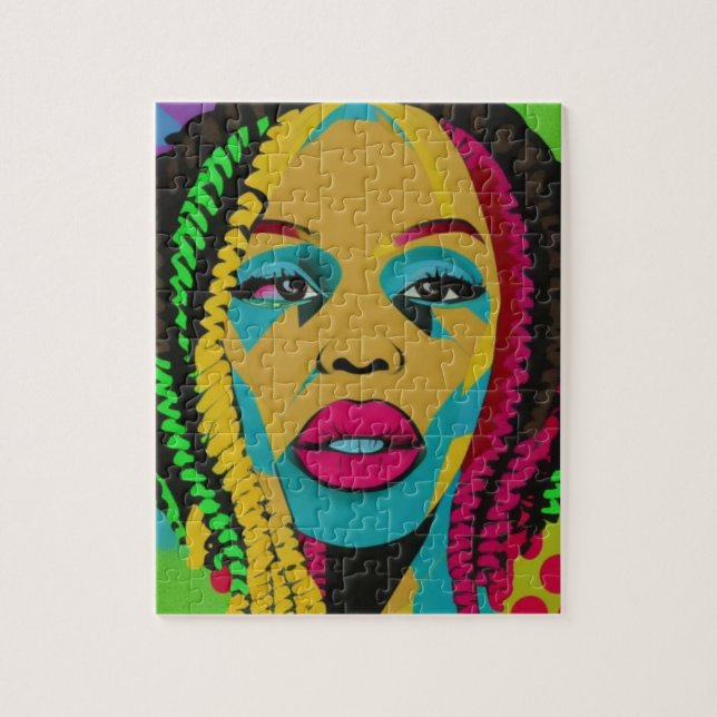 Kühner Pop Art-African American Woman mit Locs (Vertikal)