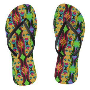 Kühner Pop Art-African American Woman mit Locs Flip Flops