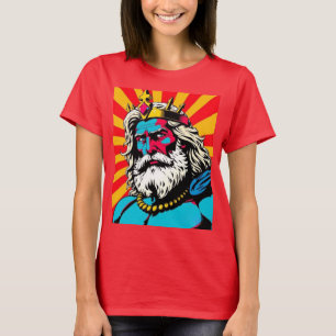 Kühner Pop Art Zeus - farbenfrohe griechische Gott T-Shirt