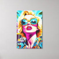 Kühner Pop Kunst Portrait der glamourösen Frau