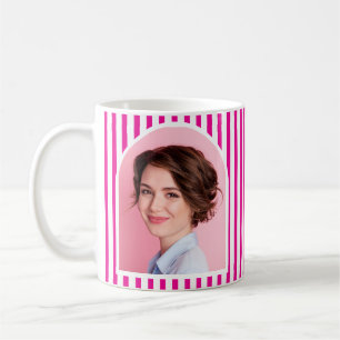 Kühner Retro-Makeup-Artist Pink-Weiße Foto-Streife Kaffeetasse