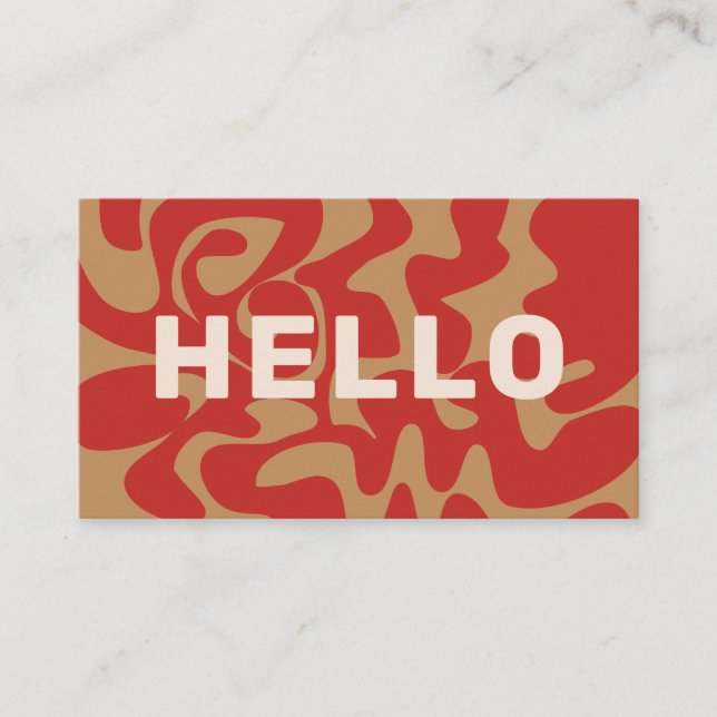 Kühner Schriftart Retro Groovy Beige Rust Brown Ha Visitenkarte (Vorderseite)