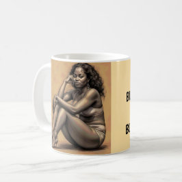 Kühner schwarzer Kaffee und schwarze Schönheit Kaffeetasse