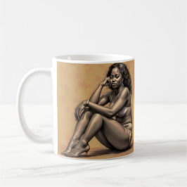 Kühner schwarzer Kaffee und schwarze Schönheit Kaffeetasse