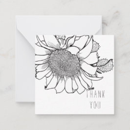 Kühner Single Sonnenblume Danke Monogram Blank Mitteilungskarte