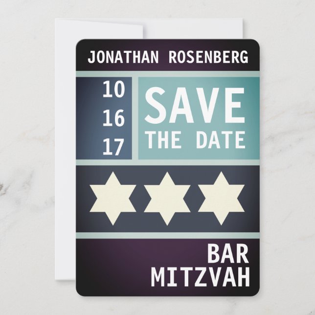 Kühner Star von David Bar Mitzvah Save the Date (Vorderseite)