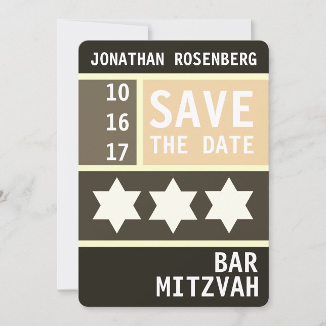 Kühner Star von David Bar Mitzvah Save the Date (Vorderseite)