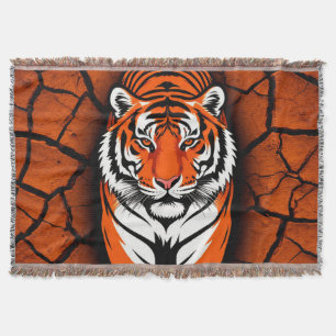 Kühner Tiger auf rissigem Erdboden Hintergrund Decke