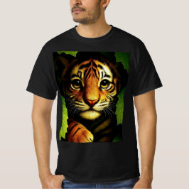 Kühner Tigerjunges im Dschungelblatt | Herren T-Sh T-Shirt
