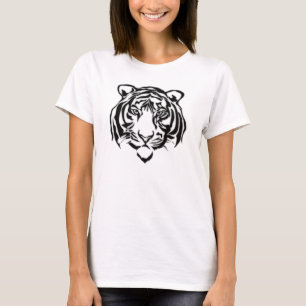 Kühner Tigerkopf Minimalistische Linienkunst – Wil T-Shirt