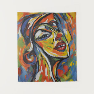 Kühnes Abstraktes Portrait - Kunst des Expressioni Wandteppich