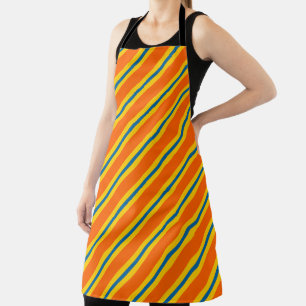 Kühnes Blau, Orange und Gelb Streifenmuster Schürze