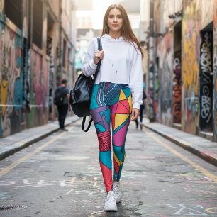 Kühnes Farbmuster - Lebendige Abstrakte Geometrie Leggings