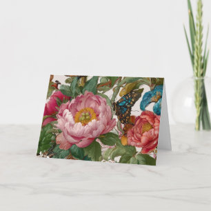 Kühnes florales Design Schmetterling und Pfingstro Dankeskarte