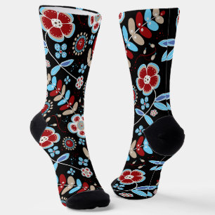 Kühnes florales Volksmuster Socken