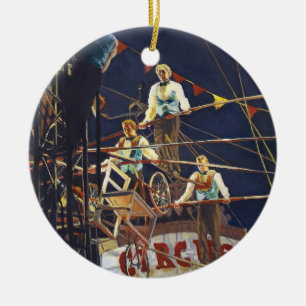 Kühnes Flying Wallendas Trapez-Zirkus-Programm Keramik Ornament