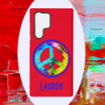 kühnes Friedenszeichen Samsung Galaxy Hülle<br><div class="desc">Das farbenfrohe,  kühne,  in leuchtenden Farben leuchtende Friedenszeichen schmückt dieses lebhafte Gehäuse. Für Hintergrundfarben ist die Wahl der Farbe verfügbar.</div>