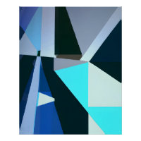 Kühnes geometrisches Abstrakt in kühlen Blautönen