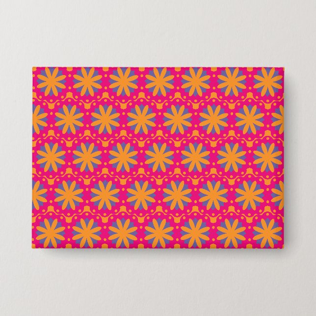 Kühnes geometrisches Blumendesign Button (Vorderseite)