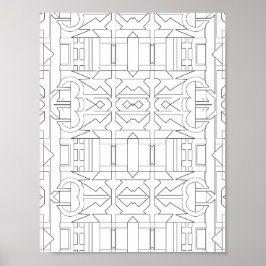 Kühnes geometrisches Deco-Fliesenmuster Linienkuns Poster
