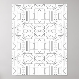 Kühnes geometrisches Deco-Fliesenmuster Linienkuns Poster